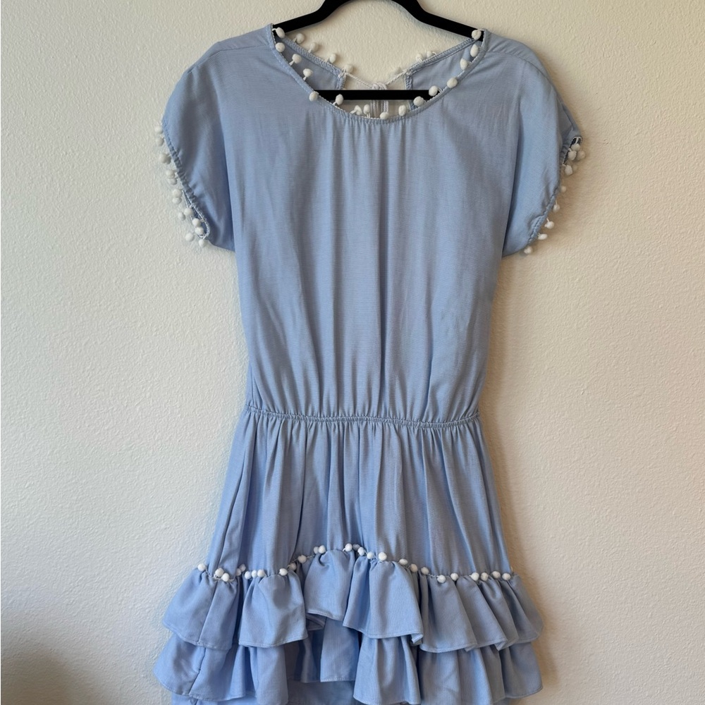 Blue Pom-Pom Cover-Up